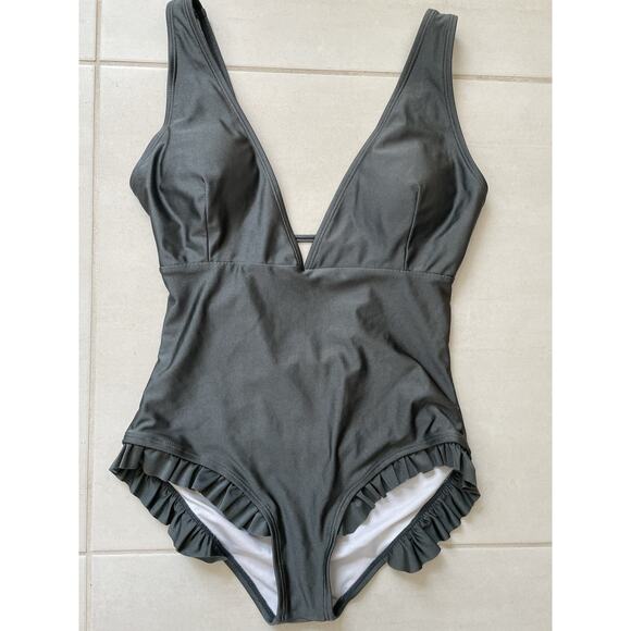 Cupshe Swim One Piece Swimsuit Plunge Flutter Scoop Back Swimwear - Picture 1 of 9